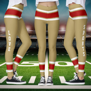 Guld Red White Team Jersey Färg Kärlek Sports Leggings