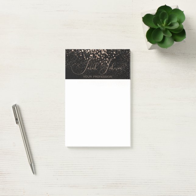 Guld Regn Svart Personlig Professionell Post-it Block (Kontor)