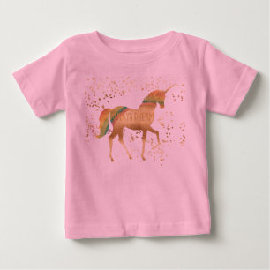 Guld Regnbåge Dröm Enhörning Tee Shirt