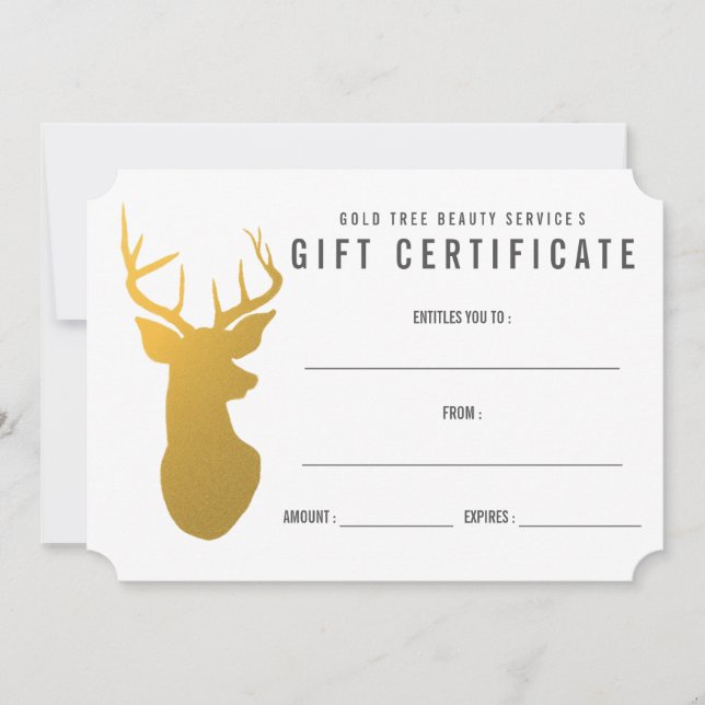 Guld Reindeer/Antler Modern Gift Certificate (Framsida)