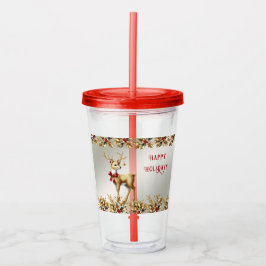 Guld Reindeer Helgdag Acrylic Tumbler Take Away Mugg