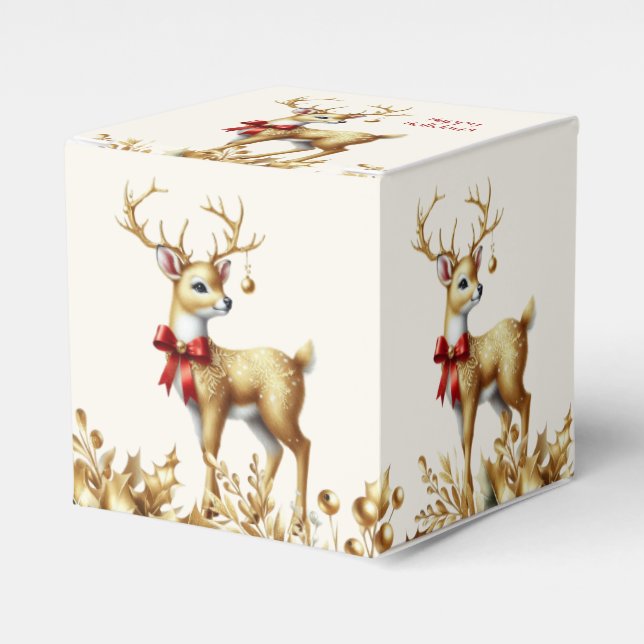 Guld Reindeer Helgdag Gift Box Presentaskar (Framsidan Sidan)