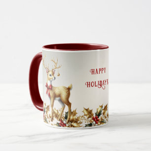 Guld Reindeer Helgdag Mugg