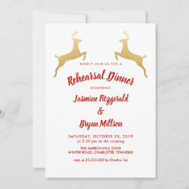 Guld Reindeer | Jul Bröllop Rehearsal Middag Inbjudningar