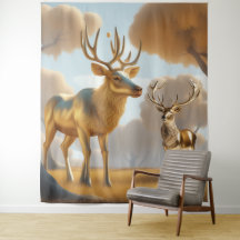 Guld Reindeer Malabar chestnut Money träd Tapestry