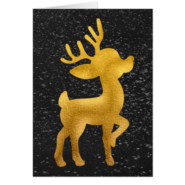 Guld Reindeer på Snö-Helgdag-kortet i Chalkboard Hälsningskort (Framsidan)