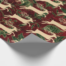 Guld Reindeer på Vintage Faux Red Grönt Velvet