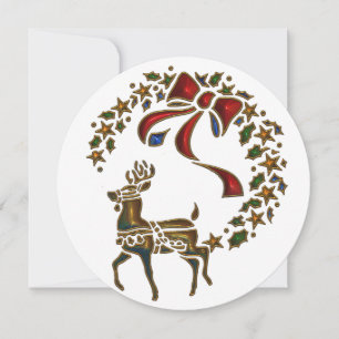 Guld Reindeer Radiance - jultid runt jul Julkort