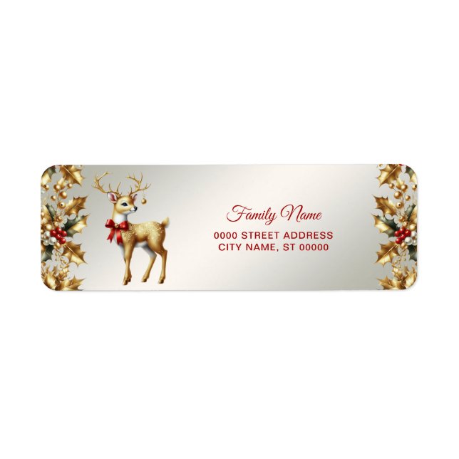 Guld Reindeer Returadress Returadress Etikett (Framsidan)