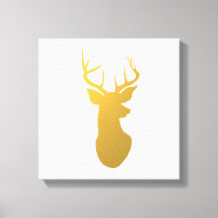 Guld Reindeer Silhouette Modern Helgdag Canvastryck