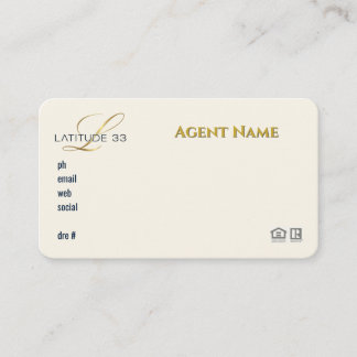 Guld relief karta Latitude 33 Newport Beach Visitkort