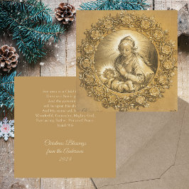 Guld Religiösa Christian jultomatiskscen Julkort