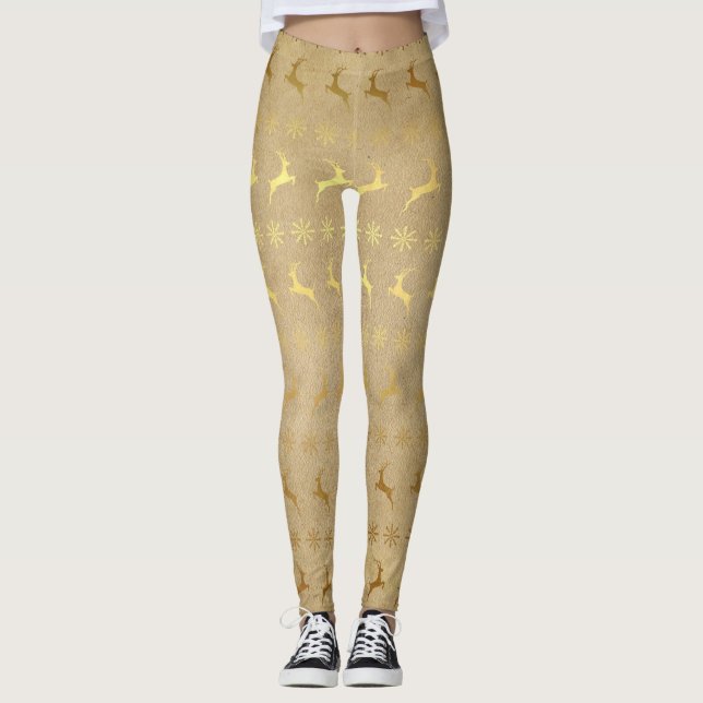 Guld- ren- och snöflingordamasker leggings (Framsida)