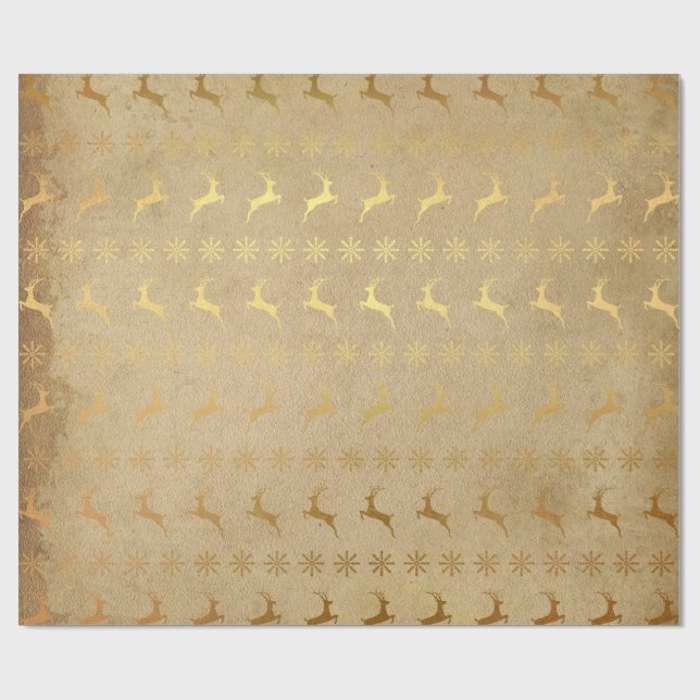 Guld- ren- & snöflingorgåvasjalpapper presentpapper (Platt)