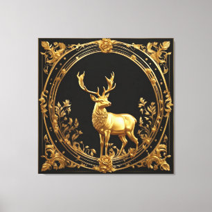 Guld renar guld och svart prydnadsväxter ram canvastryck