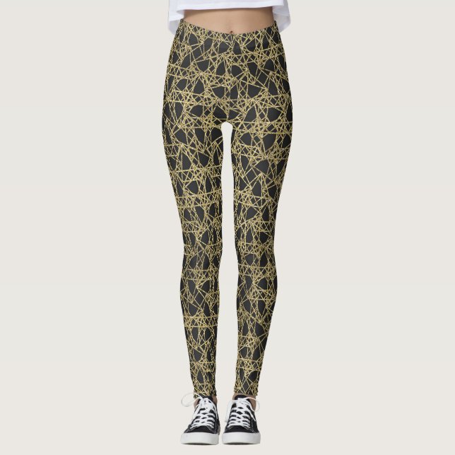 Guld Repa Gyllene Modern Glamour Unik Chic Leggings (Framsida)
