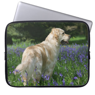 Guld- Retreiver i blommor Laptop Sleeve