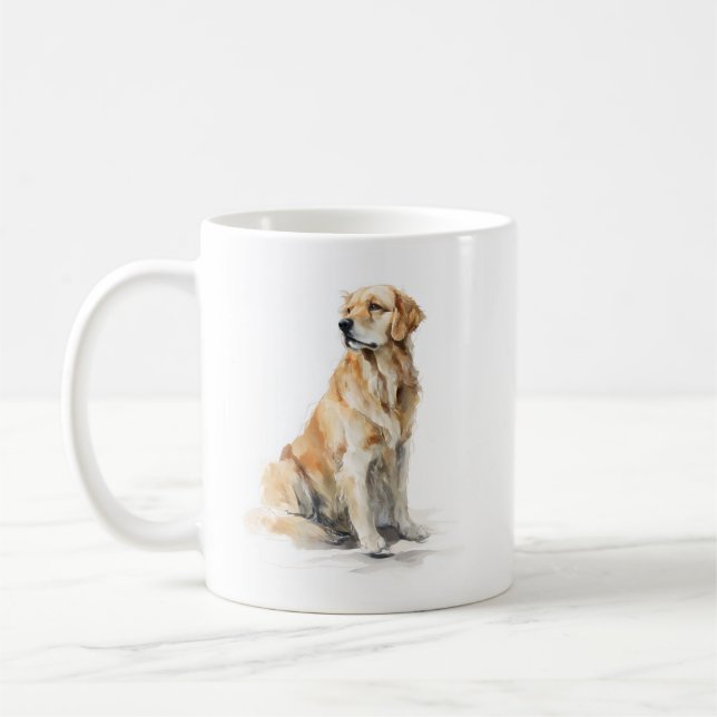 Guld Retriever Akvarellkonst Kaffemugg (Vänster)