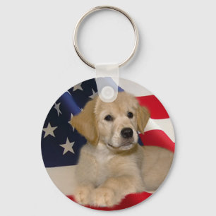 Guld- Retriever all amerikanvalp Keychain Nyckelring