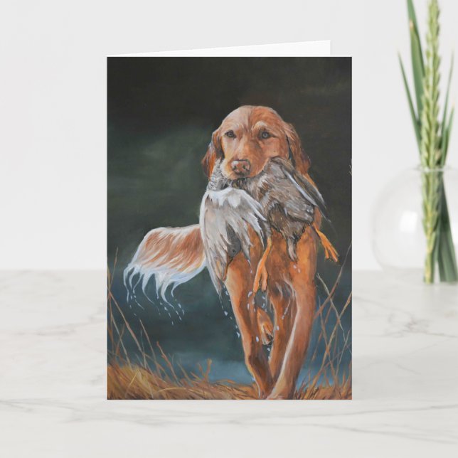 Guld Retriever Anka Hund Art Greeting Card Kort (Framsida)