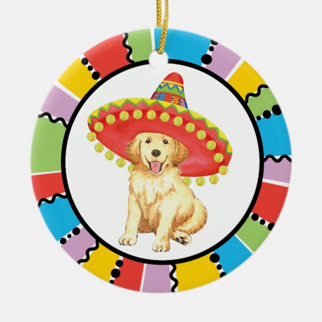 Guld- Retriever för Fiesta Julgransprydnad Keramik (Framsidan)