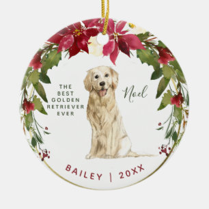 Guld- Retriever för god jul   ditt hundfoto Julgransprydnad Keramik