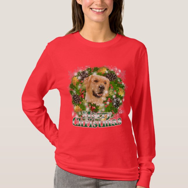 Guld- Retriever för god jul Tee Shirt (Framsida)