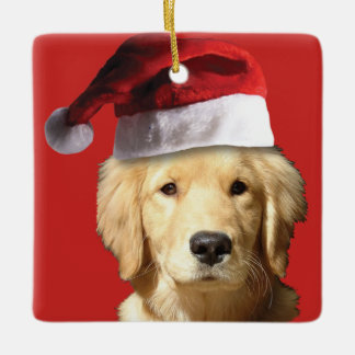 Guld- Retriever för jul Julgransprydnad Keramik