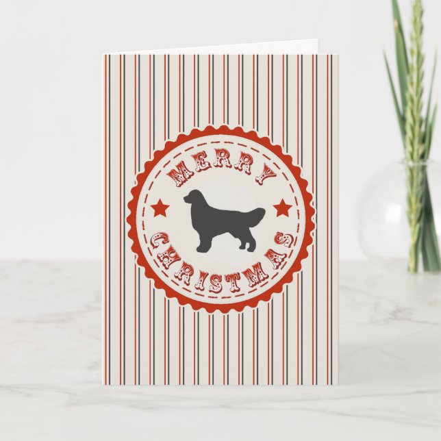 Guld- Retriever för Retro jul Helgkort (Framsida)