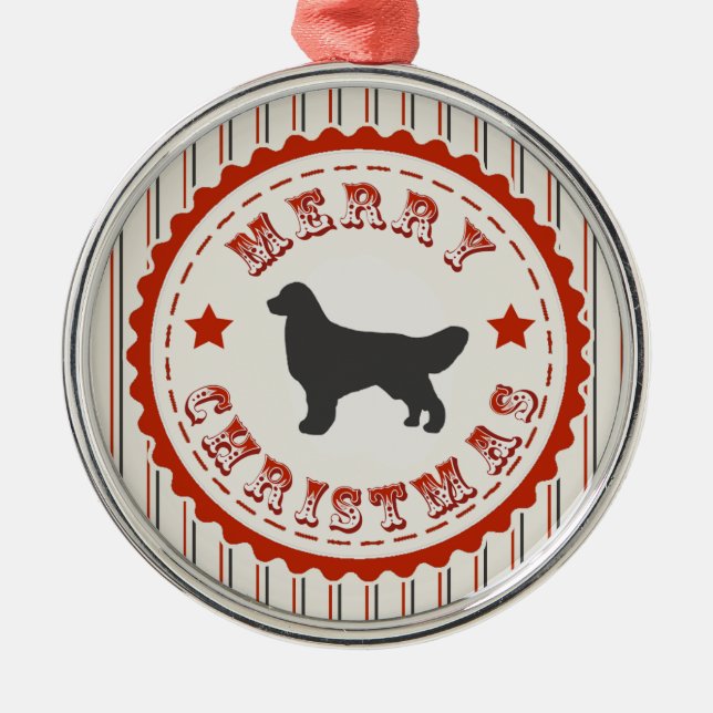 Guld- Retriever för Retro jul Julgransprydnad Metall (Framsidan)