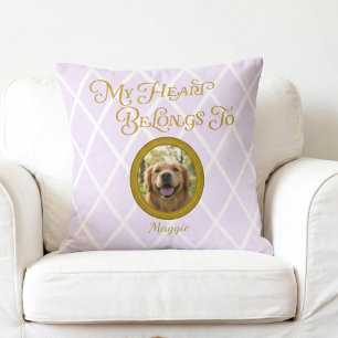 Guld Retriever Foto Kudd Skräddarsydd Namn Lavende Kudde