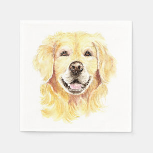 Guld Retriever Hund Husdjur Djur akvarell Pappersservett
