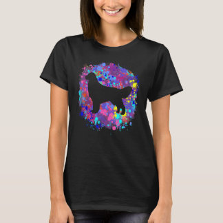 Guld Retriever Hund Rosa Vattenfärgssprut Konst T Shirt