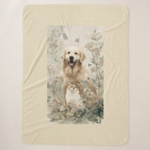 Guld Retriever Katt Blommig Filta