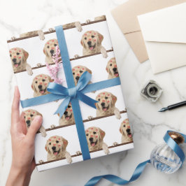 Guld Retriever med Lipstick Kisses Presentpapper