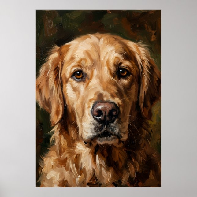 Guld Retriever Oljemålning Poster | Själfull Hund (Framsidan)