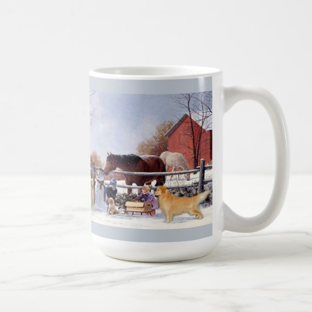 Guld- Retriever på lantgårdmuggen Kaffemugg (Höger)