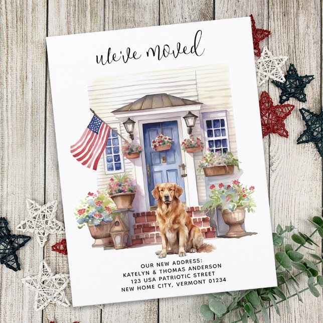 Guld Retriever Patriotisk Anpassad Husdjur Hund Fl Meddelande Vykort (Skapare uppladdad)