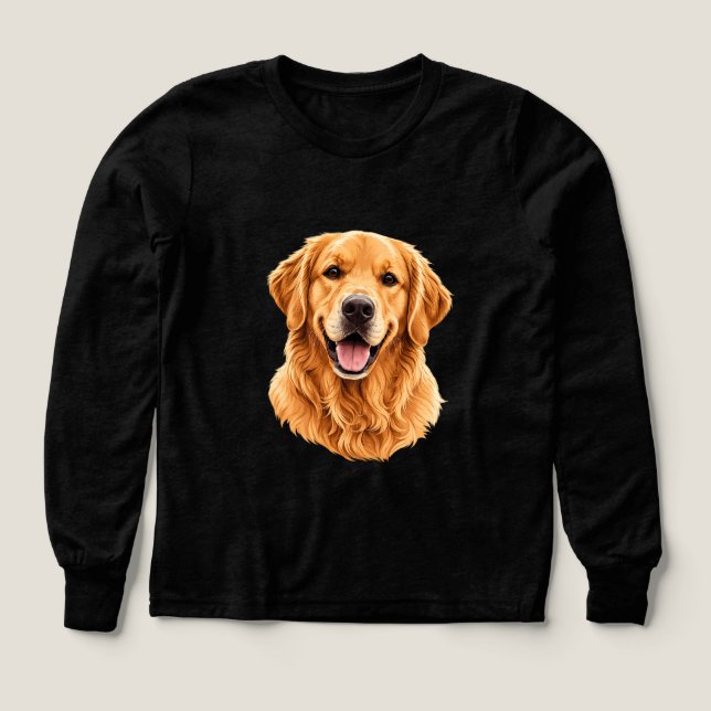 Guld Retriever Porträtt Hund Illustration T Shirt (Design framsida)