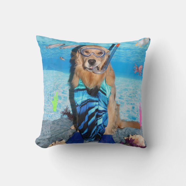 Guld- Retriever Snorkeler Kudde (Framsida)