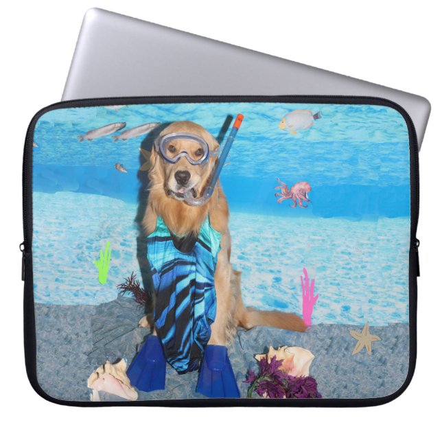 Guld- Retriever Snorkeler Laptop Sleeve (Framsidan)