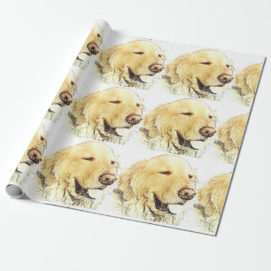 Guld- Retriever som slår in papper Presentpapper