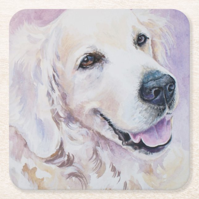 Guld- retriever underlägg papper kvadrat (Framsidan)