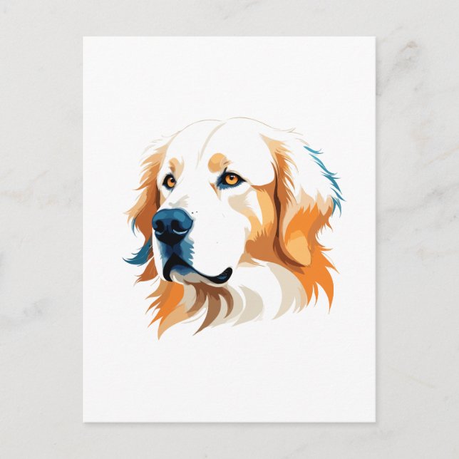 Guld Retriever Vector Art med Vibrant Färg Helg Vykort (Framsida)