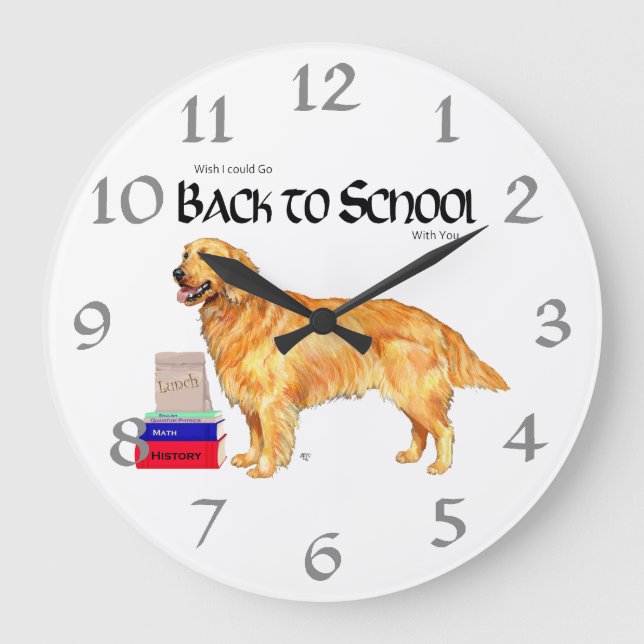 Guld- Retrieverback to school Stor Klocka (Framsida)