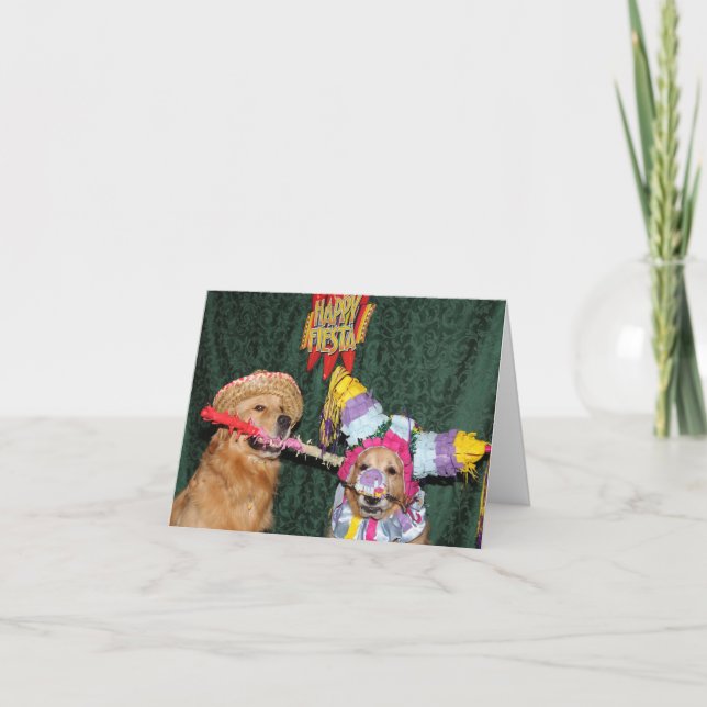 Guld- RetrieverFeliz Cumpleaños Piñata födelsedag Kort (Framsida)