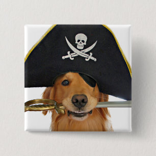 Guld- RetrieverHalloween pirat Knapp
