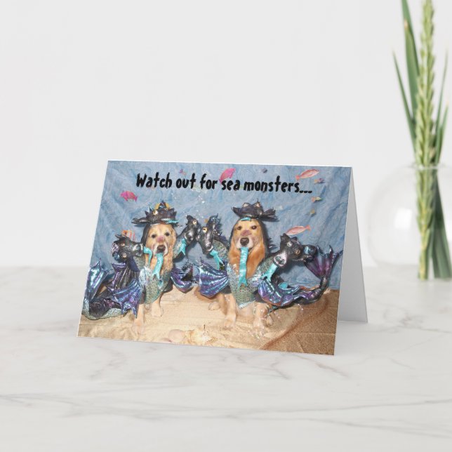 Guld- Retrieverhavsmonster Halloween Kort (Framsida)