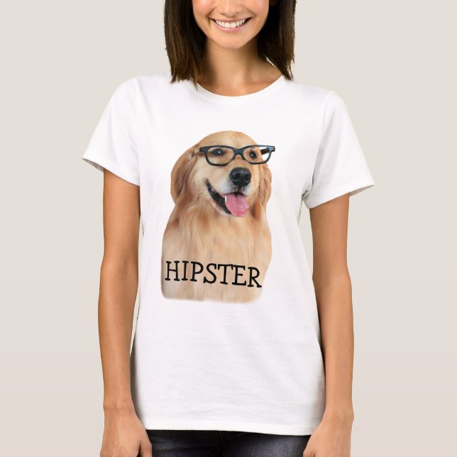 Guld- RetrieverHipsterNerd T-shirt (Framsida)