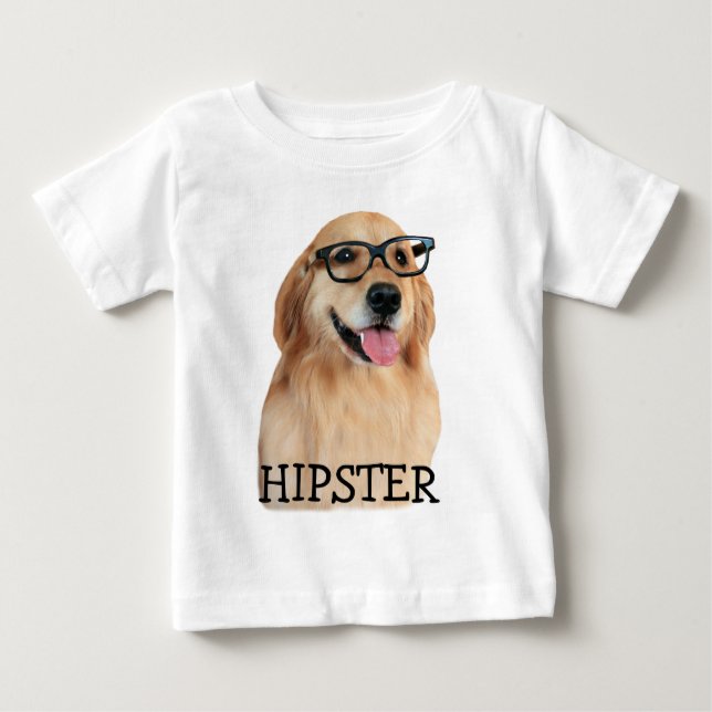 Guld- RetrieverHipsterNerd Tee Shirt (Framsida)